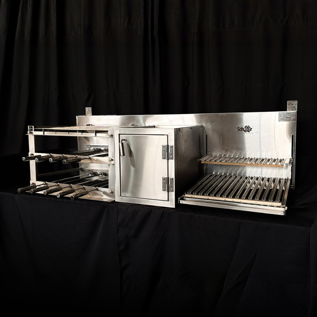 Churrasqueira Rotativa com Braseiro e Grelha Automática Scheer TRE 900 - 167 cm