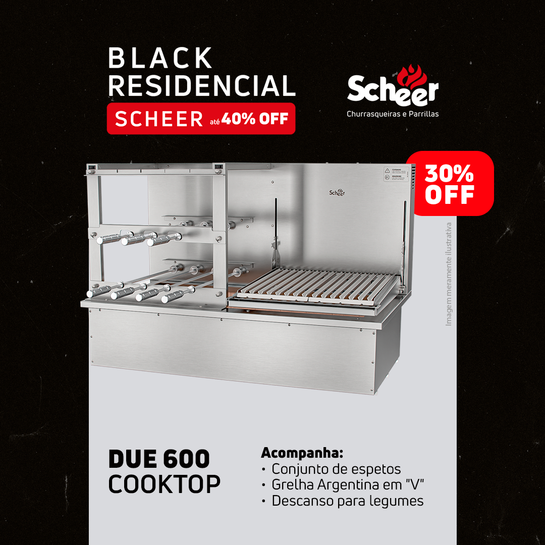 Churrasqueira Rotativa e Grelha Automática para Bancada Cooktop Scheer DUE 600 - Black Friday