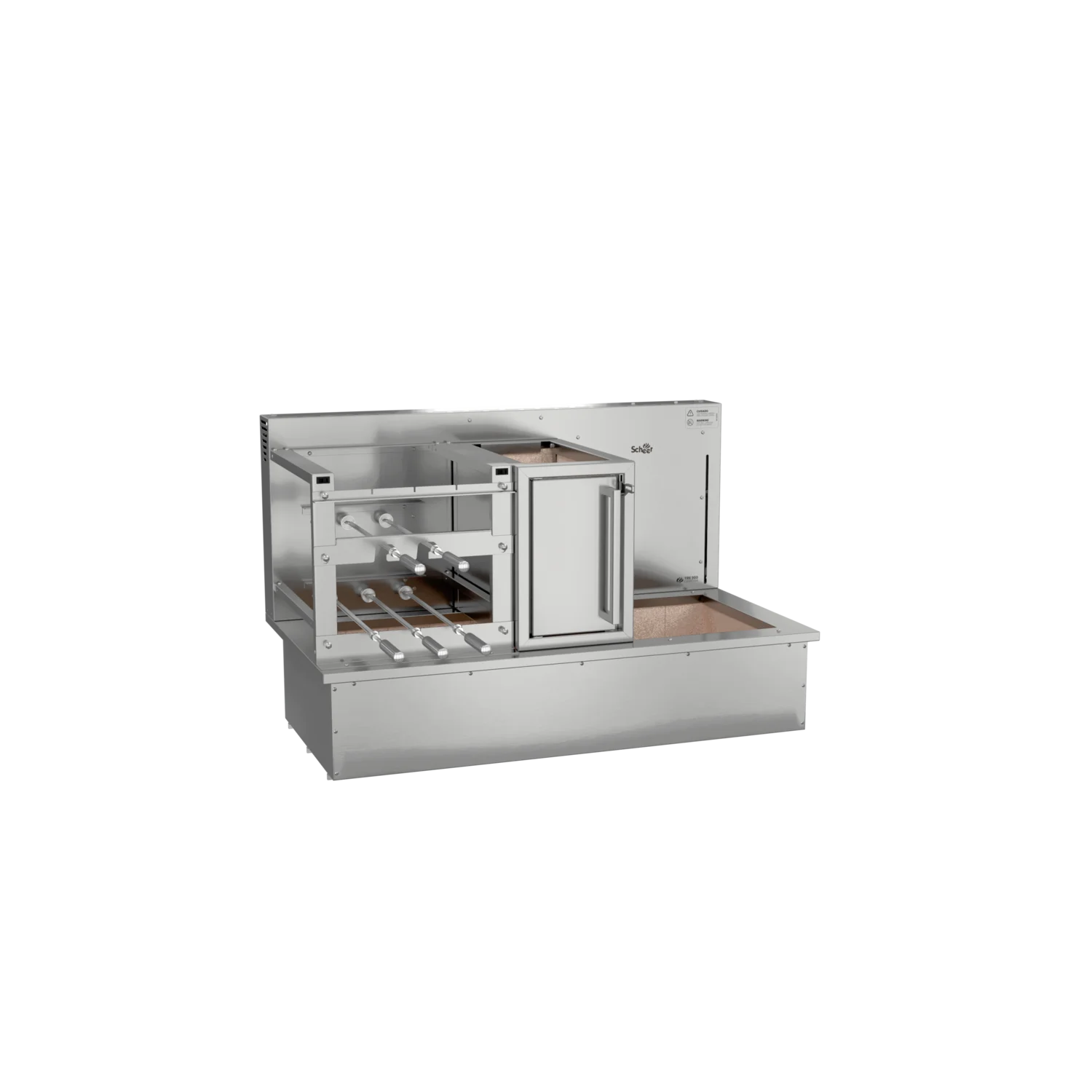 Churrasqueira Rotativa com Braseiro e Grelha Automática para Bancada Cooktop Scheer TRE 900