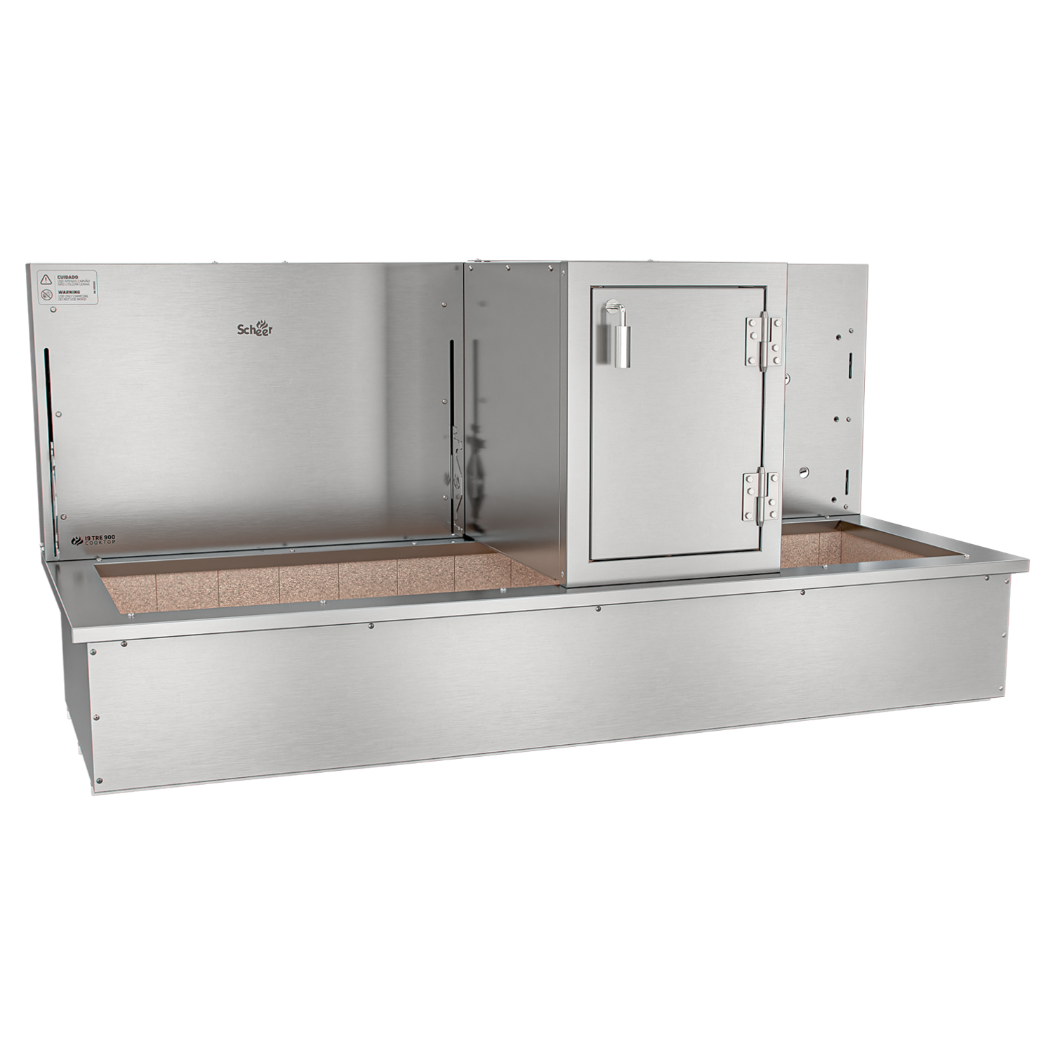 Churrasqueira Rotativa com Braseiro e Grelha Automática para Bancada Cooktop Scheer I9 TRE 900
