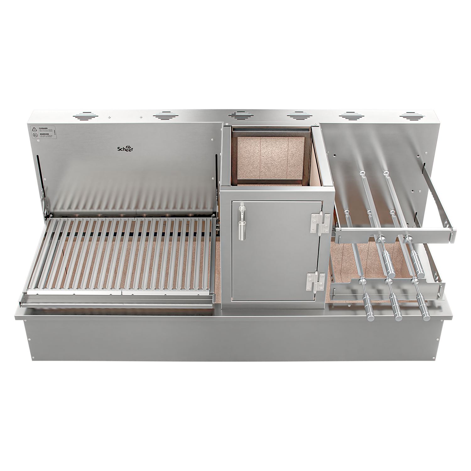 Churrasqueira Rotativa com Braseiro e Grelha Automática para Bancada Cooktop Scheer I9 TRE 900