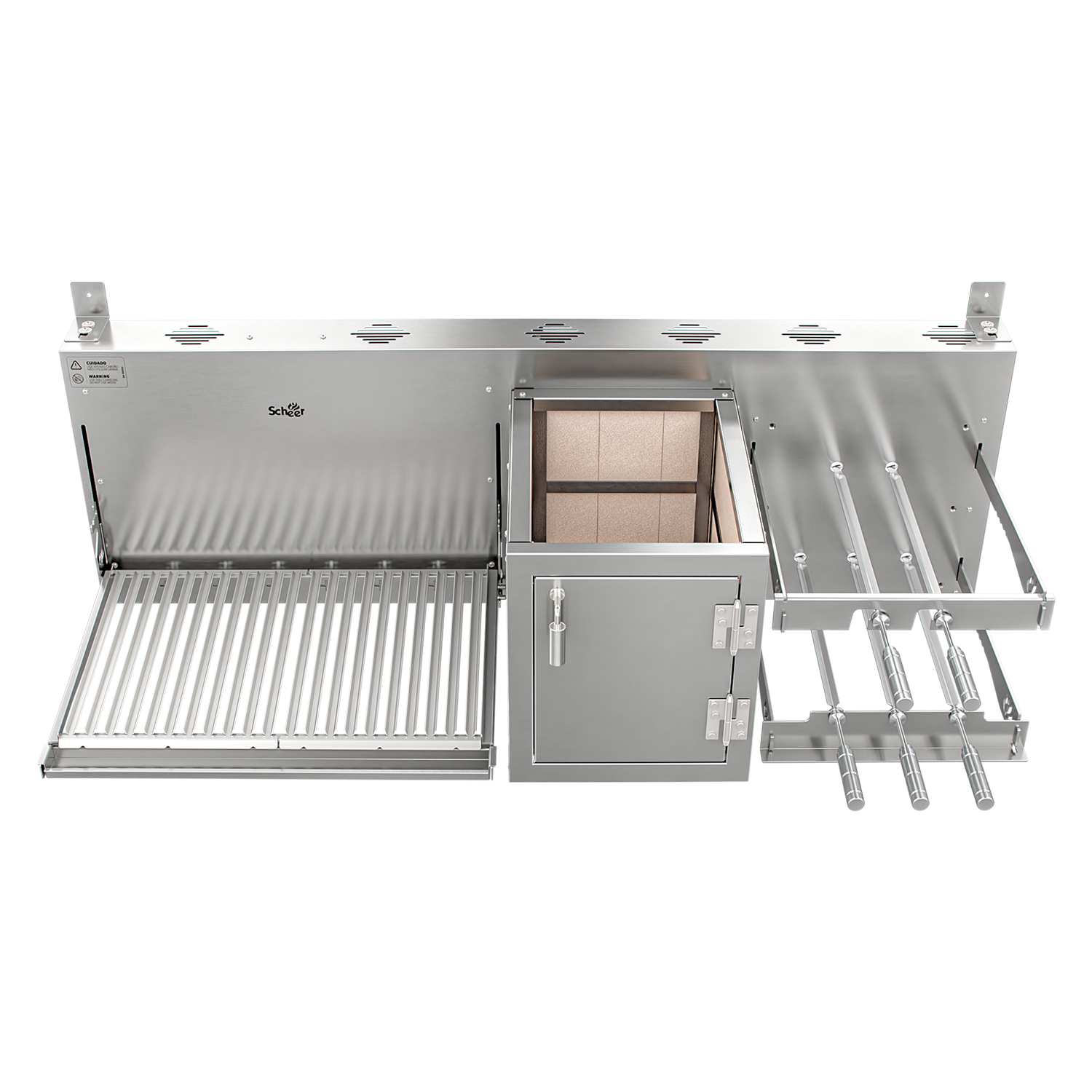 Churrasqueira Rotativa com Braseiro e Grelha Automática Scheer I9 TRE 900