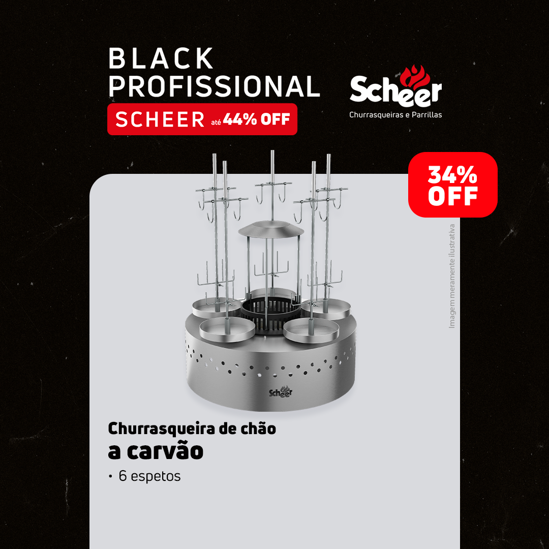 Churrasqueira de Chão 6 Espetos Redonda Scheer - Black Friday