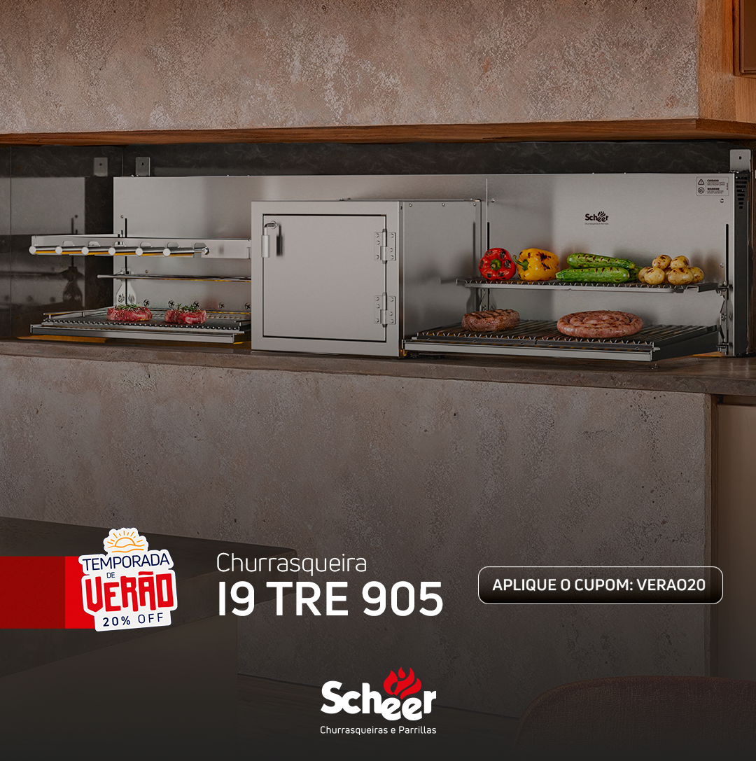 Churrasqueira Rotativa com Braseiro e Grelha Automática Scheer I9 TRE 905