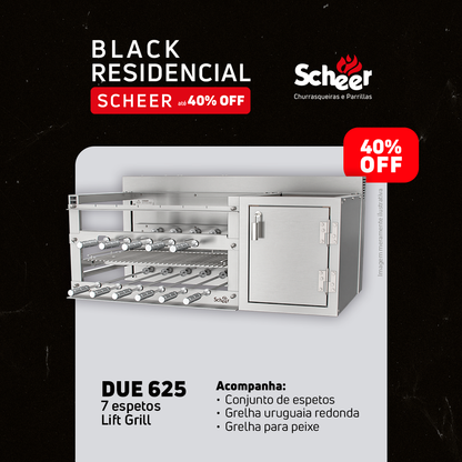 Churrasqueira Rotativa com Grelha e Braseiro Scheer DUE 625 - Black Friday