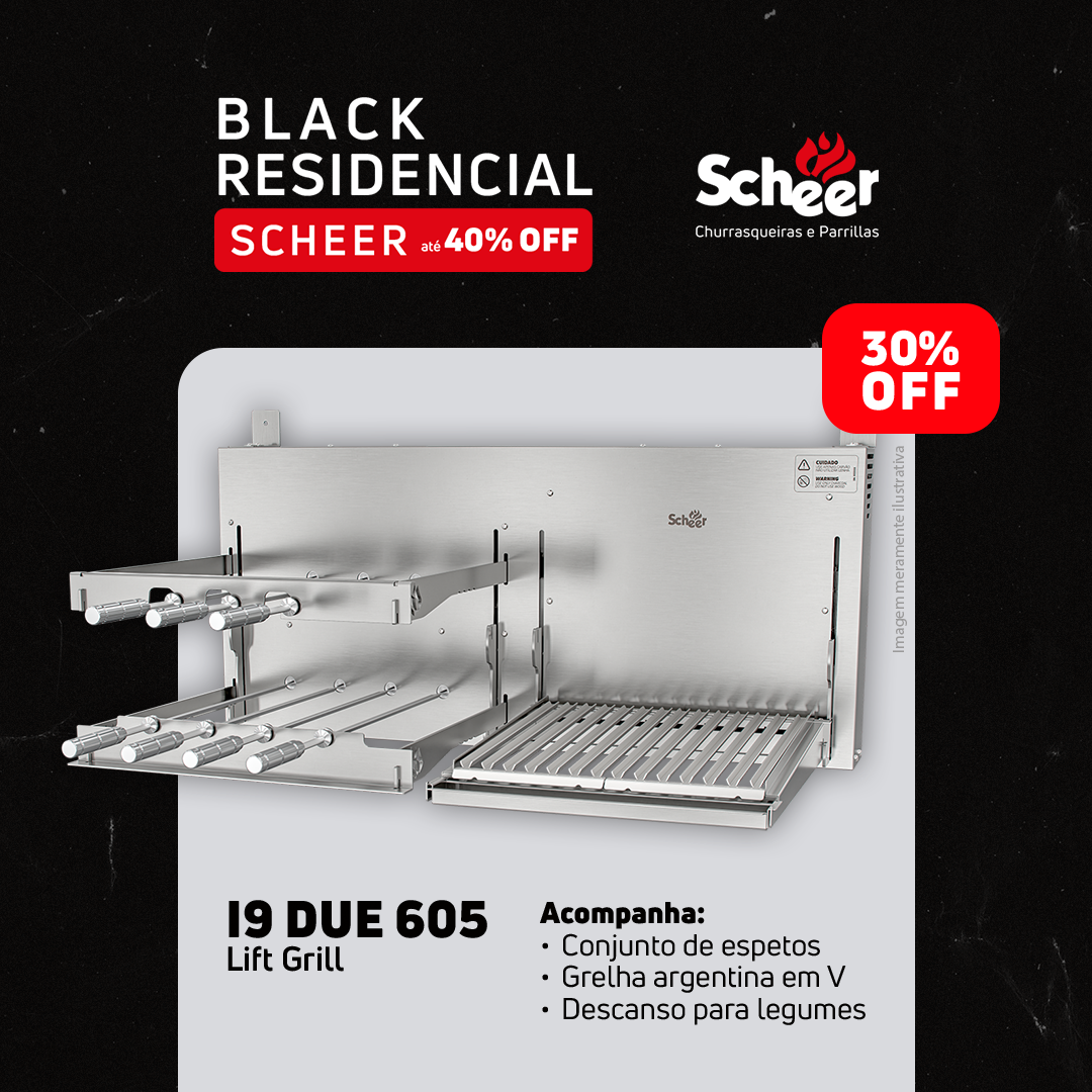 Churrasqueira Rotativa com Grelha Automática Scheer I9 DUE 605 - Black Friday