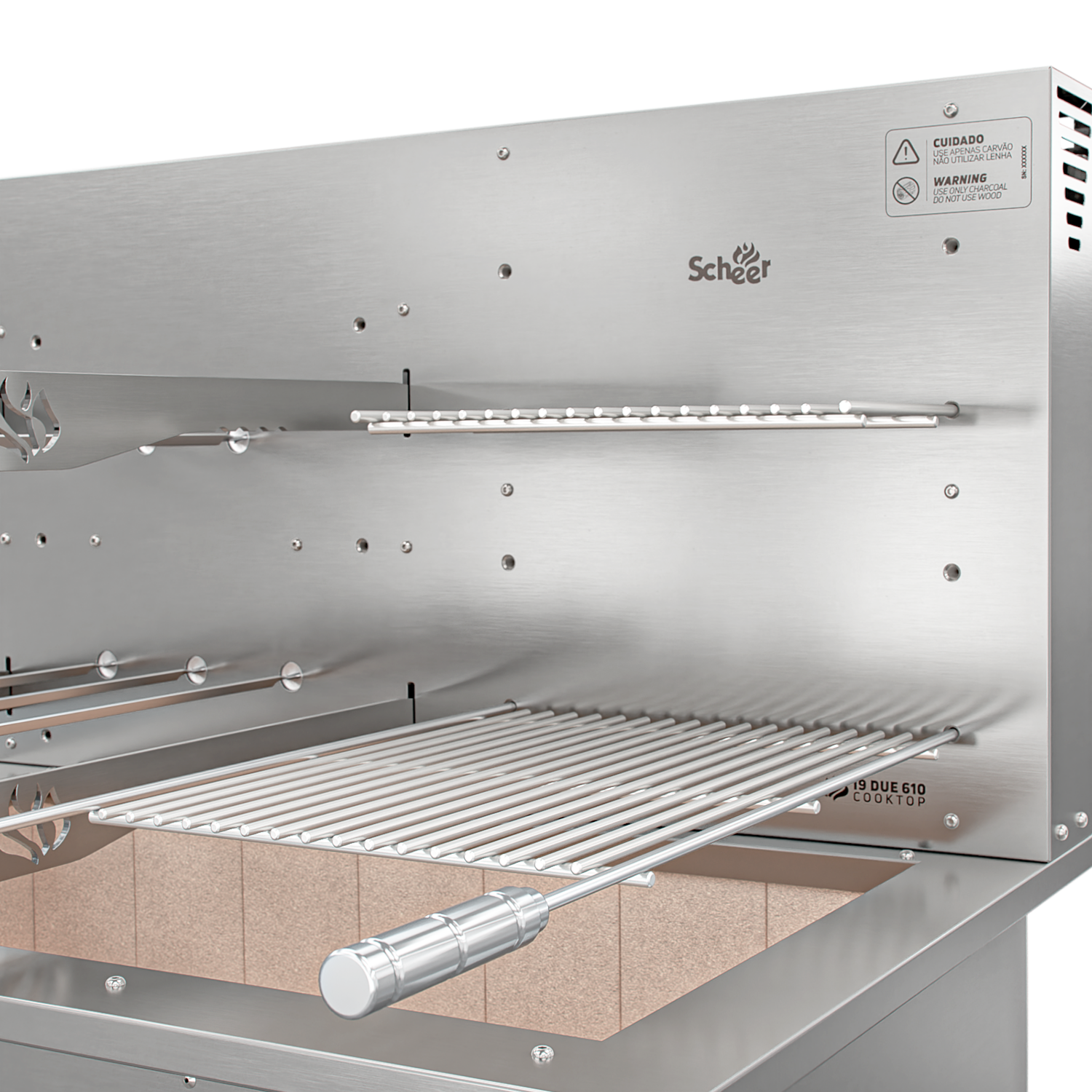 Churrasqueira Rotativa com Grelha para Bancada Cooktop Scheer I9 DUE 610