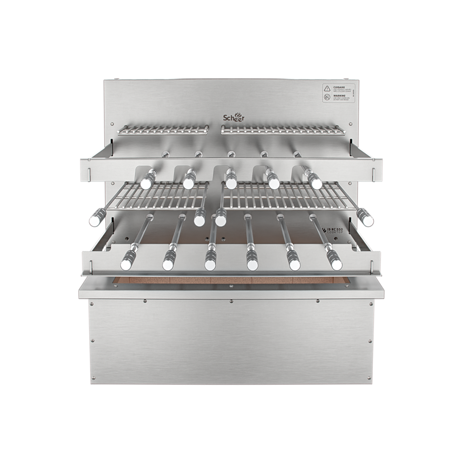 Churrasqueira Rotativa com Grelha e Descanso para Bancada Cooktop Scheer I9 RC 550