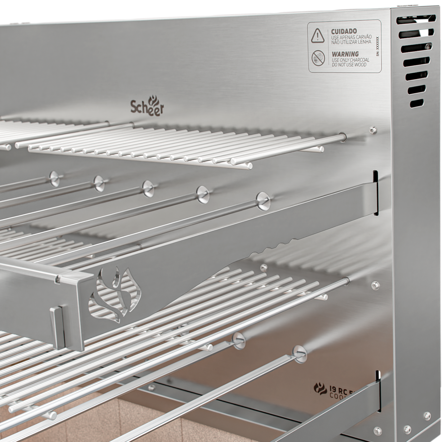 Churrasqueira Rotativa com Grelha e Descanso para Bancada Cooktop Scheer I9 RC 550