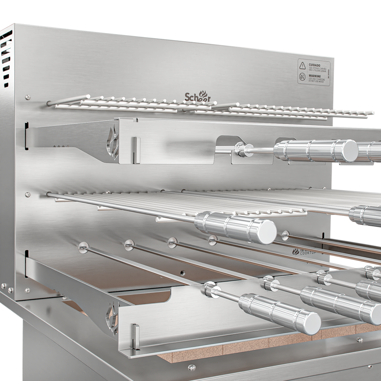Churrasqueira Rotativa com Grelha e Descanso para Bancada Cooktop Scheer I9 RC 550