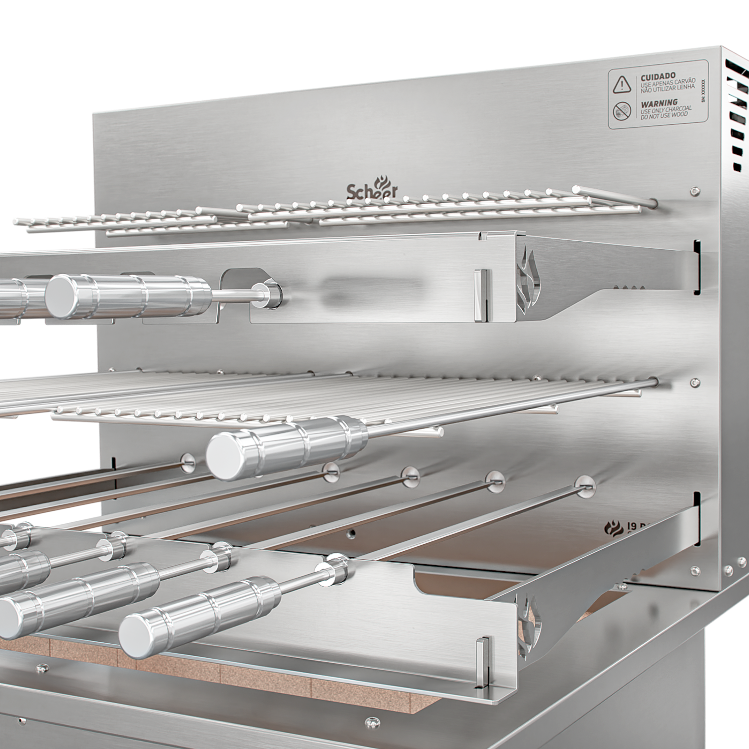 Churrasqueira Rotativa com Grelha e Descanso para Bancada Cooktop Scheer I9 RC 550