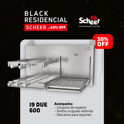 Churrasqueira Rotativa com Grelha Scheer I9 DUE 600 - Black Friday