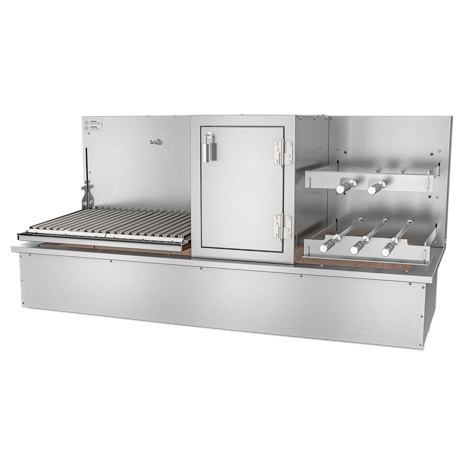 Churrasqueira Rotativa com Braseiro e Grelha Automática para Bancada Cooktop Scheer I9 TRE 900