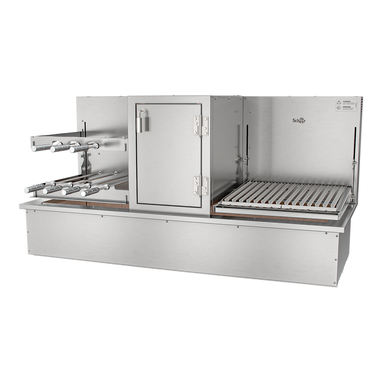 Churrasqueira Rotativa com Braseiro e Grelha Automática para Bancada Cooktop Scheer I9 TRE 905
