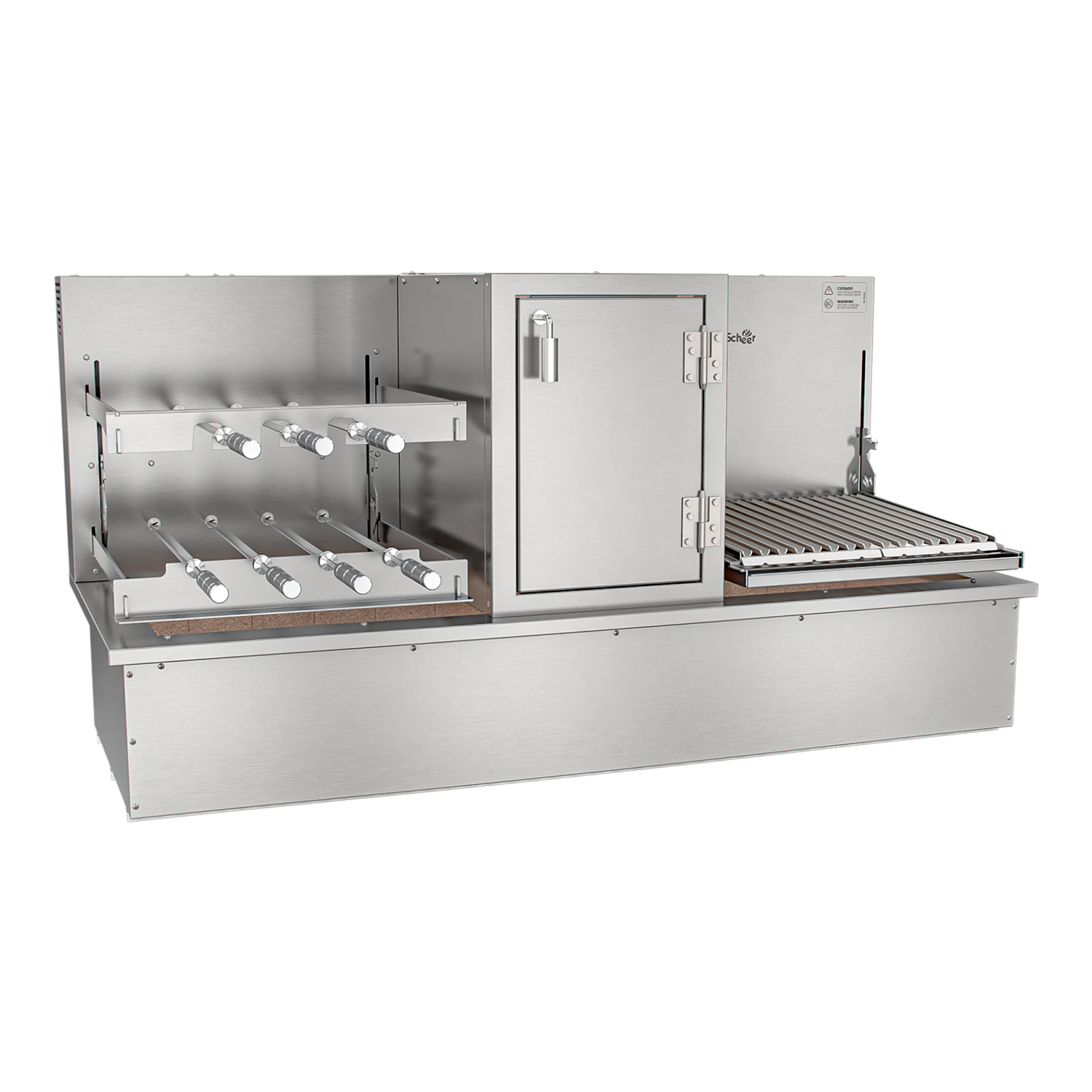 Churrasqueira Rotativa com Braseiro e Grelha Automática para Bancada Cooktop Scheer I9 TRE 905