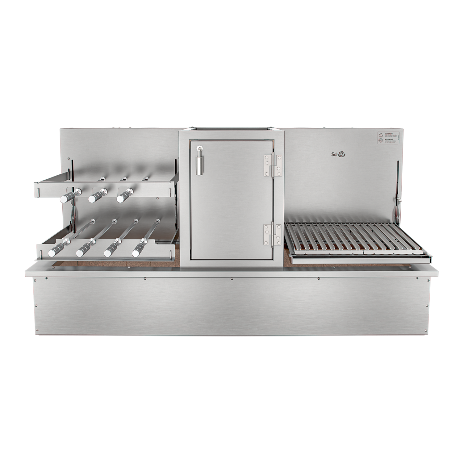 Churrasqueira Rotativa com Braseiro e Grelha Automática para Bancada Cooktop Scheer I9 TRE 905