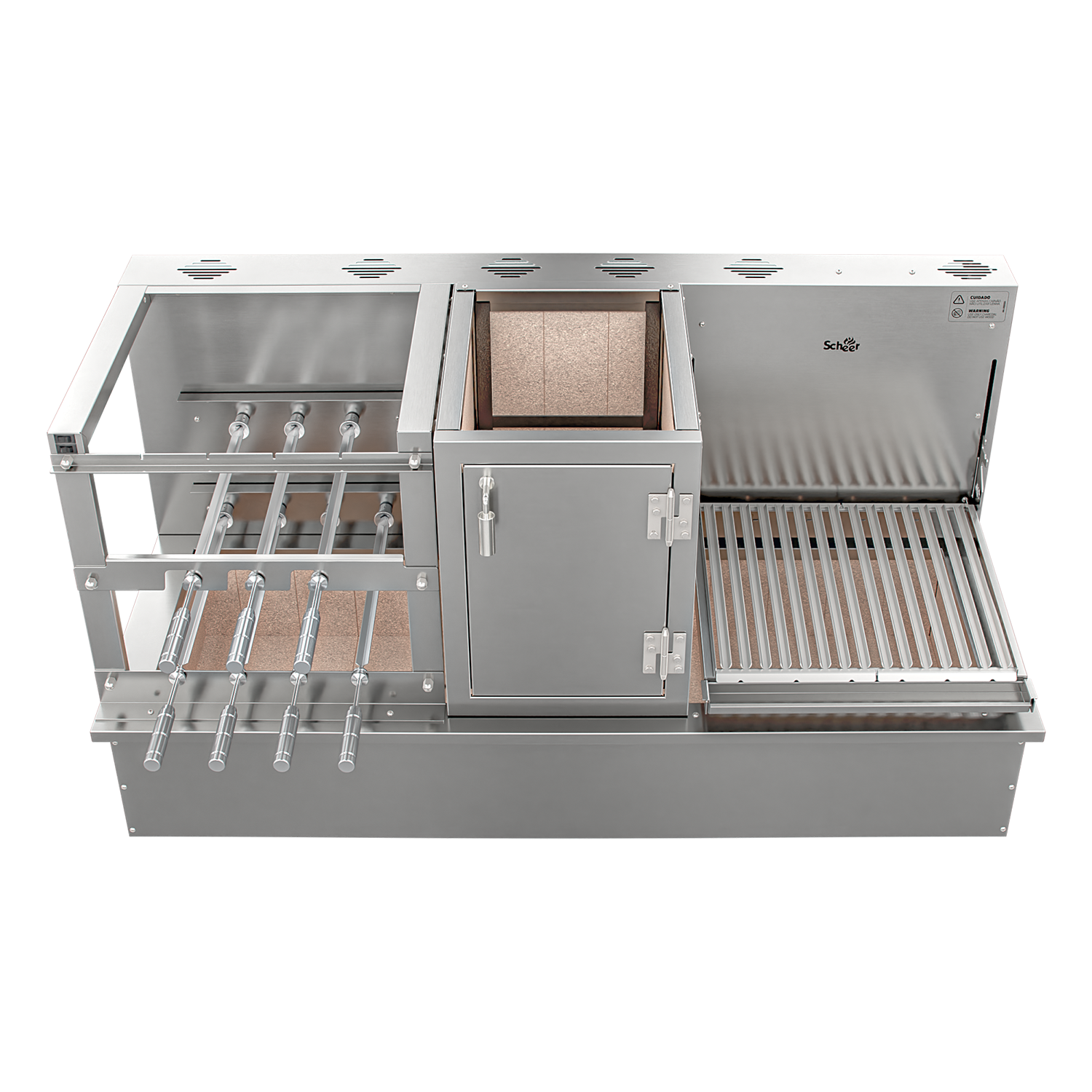Churrasqueira Rotativa com Braseiro e Grelha Automática para Bancada Cooktop Scheer TRE 900