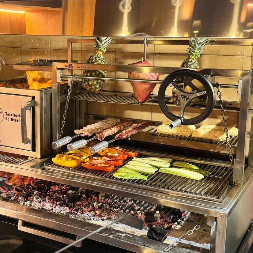 Grill with Scheer La Pampa 902 brazier and firepit.